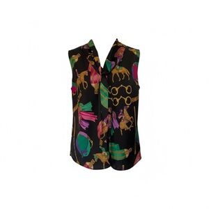 Vintage Lauren Ralph Lauren Black and Multicolor Women's Top